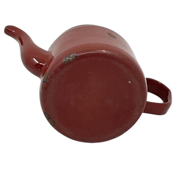 Brown Tea Pot With Hinged Lid Small Enamelware Vintage Farmhouse Decor - Picture 8 of 9